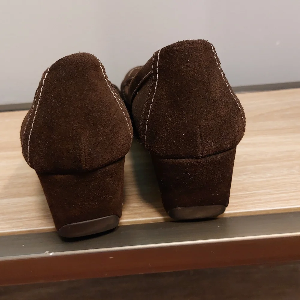 Kelly & Katie Wedge Loafers Brown Leather Officecore Preppy Shoes Basic- 11